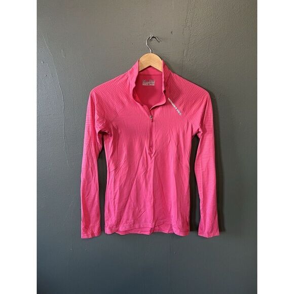 Under Armour Womens Pink 1/4 Zip Long Sleeve Pullover Sweater Size Small - Picture 1 of 3